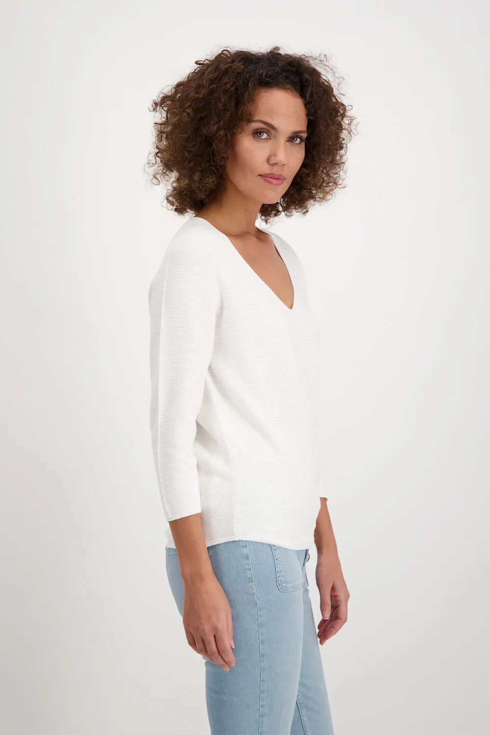 Monari 3/4 Sleeve Rib Sweater M406911