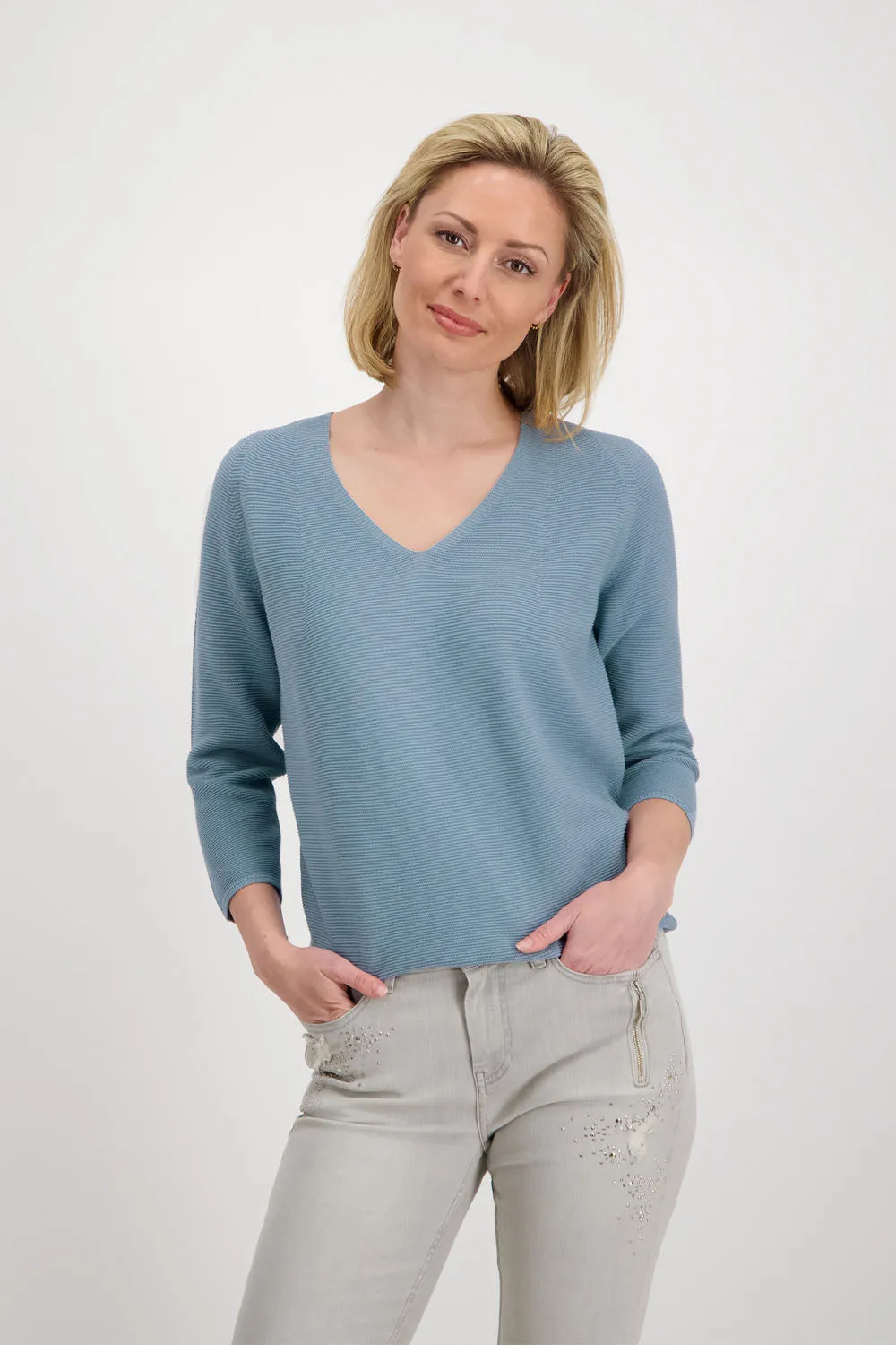 Monari 3/4 Sleeve Rib Sweater M406911