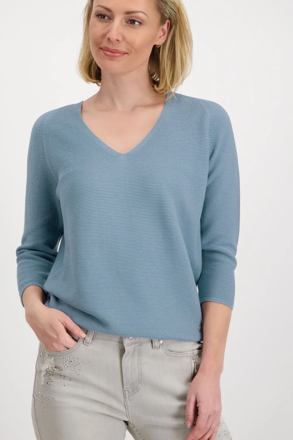 Monari 3/4 Sleeve Rib Sweater M406911