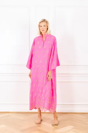 neon floral eyelet maxi caftan