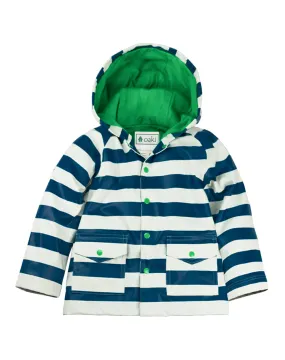 OAKIWEAR CHILDREN’S RAIN JACKET W/ SOFT LINING & EASY ON SNAPS, BLUE & WHITE STRIPES