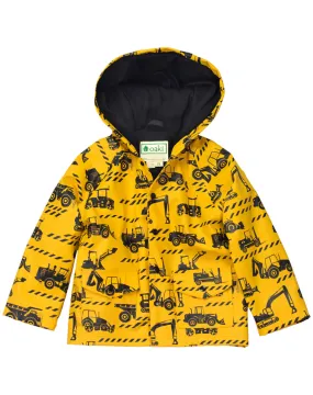 OAKIWEAR CHILDREN’S RAIN JACKET W SOFT LINING & EASY ON SNAPS, CONSTRUCTION VEHICLES