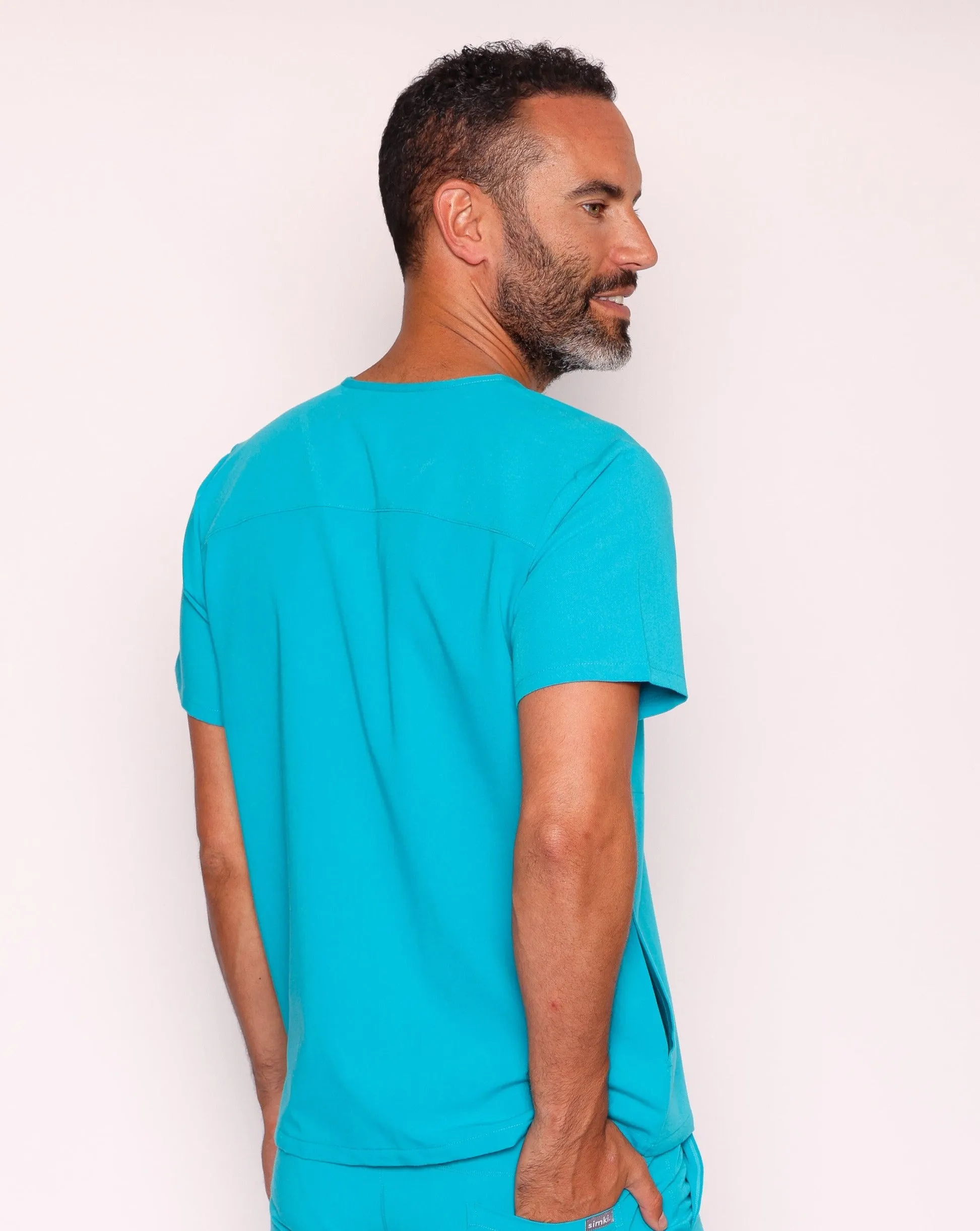 Oscar Scrub Top - Teal / White