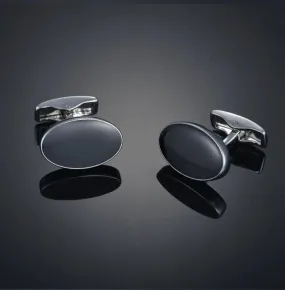Oval  Black Stone Cufflinks For Men's