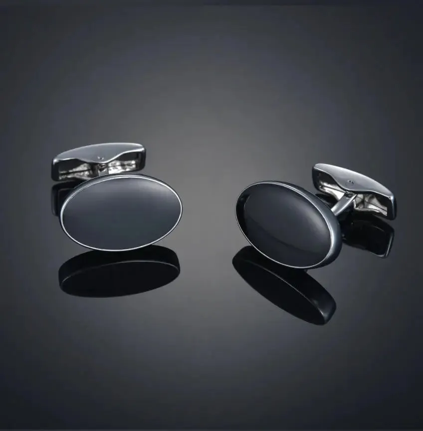 Oval  Black Stone Cufflinks For Men's