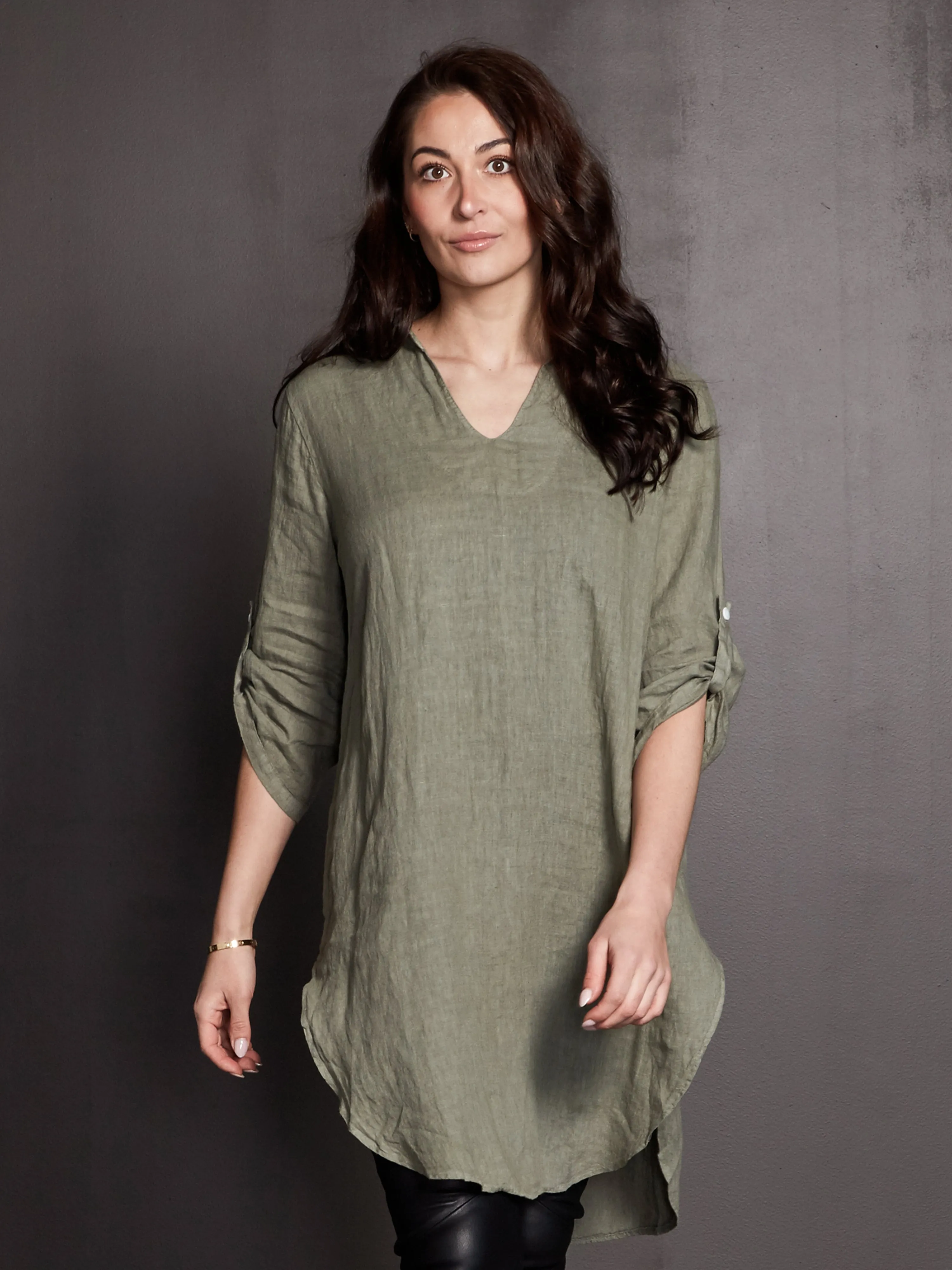 POLETTE Leinentunika - Army