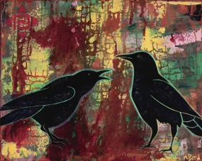 "Heated Monologue" - Crow Art Matted Print