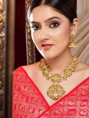 Rubans 24K Gold Plated Handcrafted Vishnu Temple Necklace Set