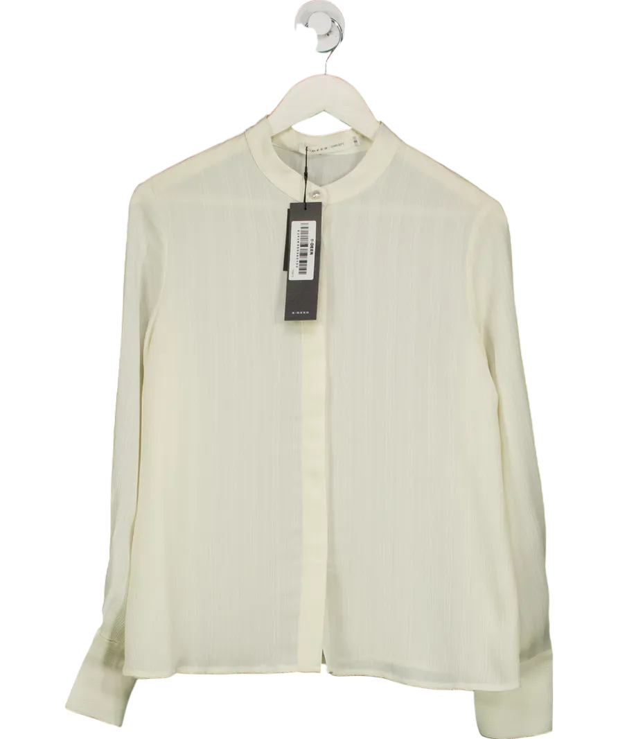 S-Deer Cream Striped Button Up Shirt UK S
