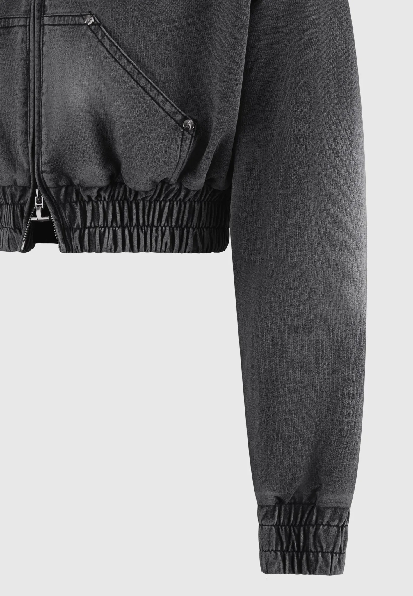 Washed Denim Jersey Hoodie - Washed Black