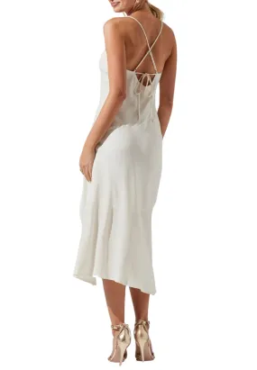 White Gaia Crisscross Back Midi Dress (Pre-loved)