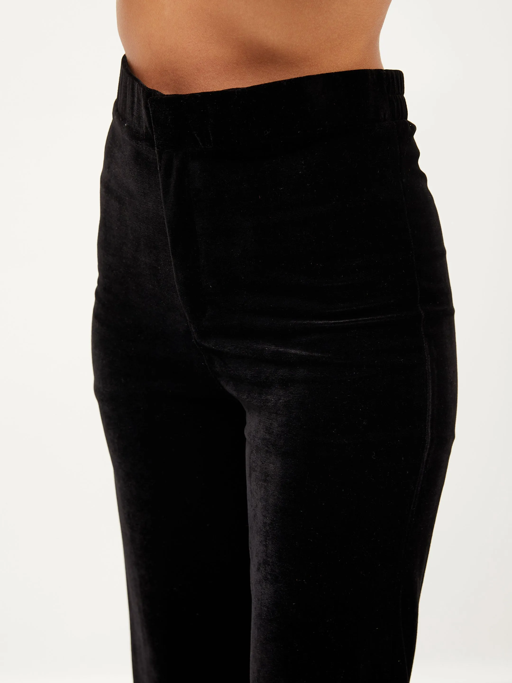 Women Black Velvet Bell Bottom Pants