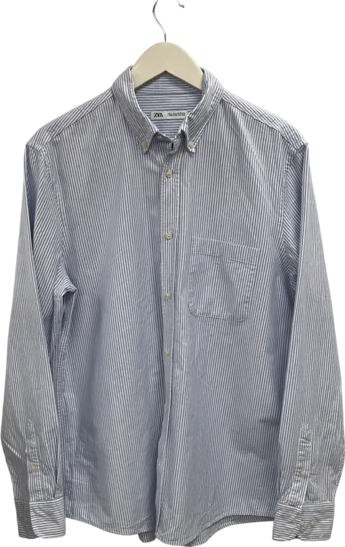 ZARA Blue Striped Shirt UK L