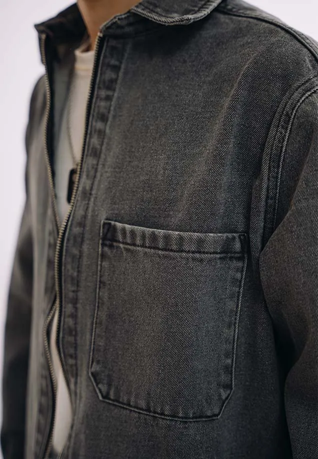 Zipper Down Over Shirt - Grey Wash